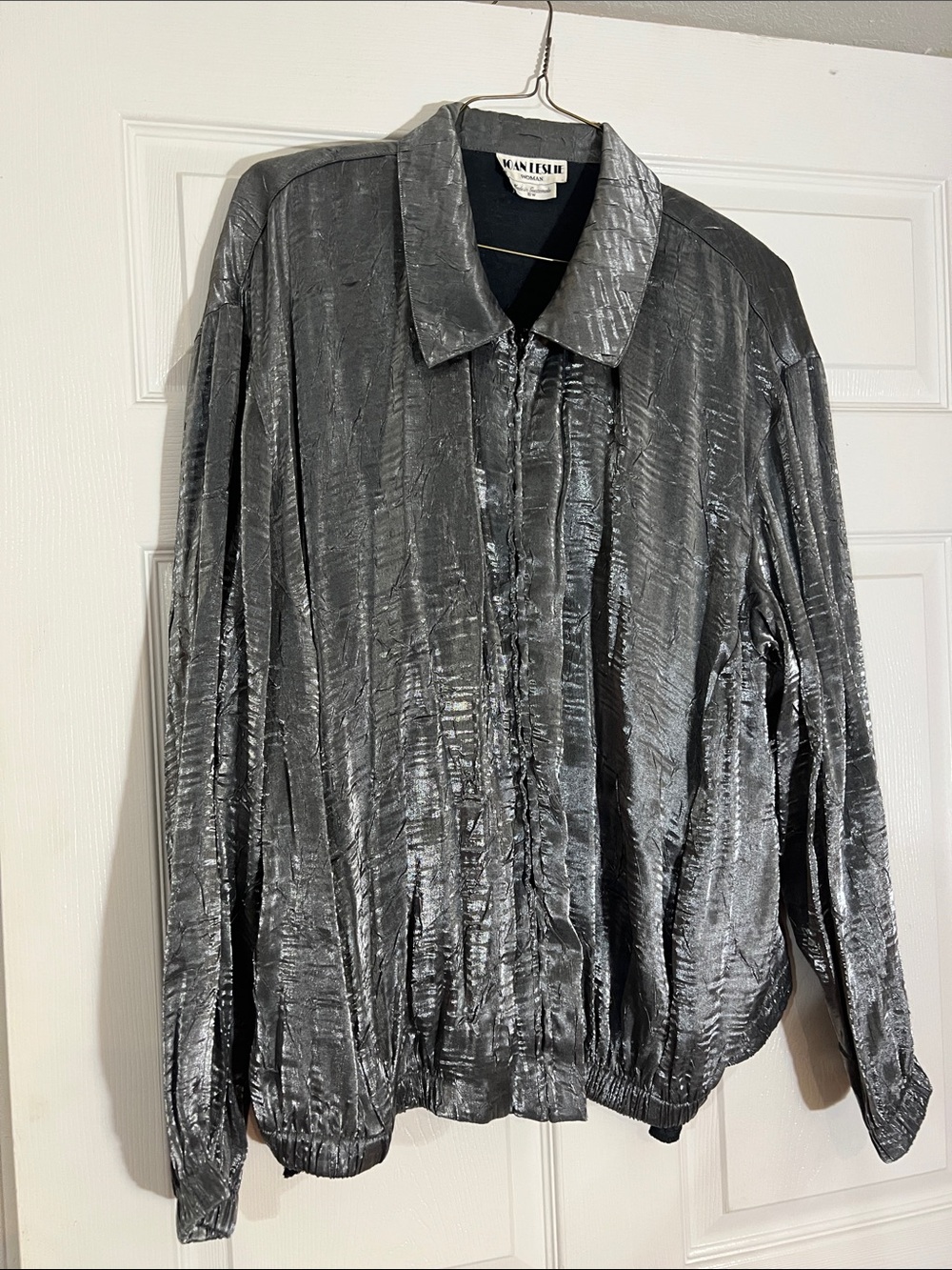 Vintage-Inspired Metallic Gray Shirt Jacket by Melrose Avenue